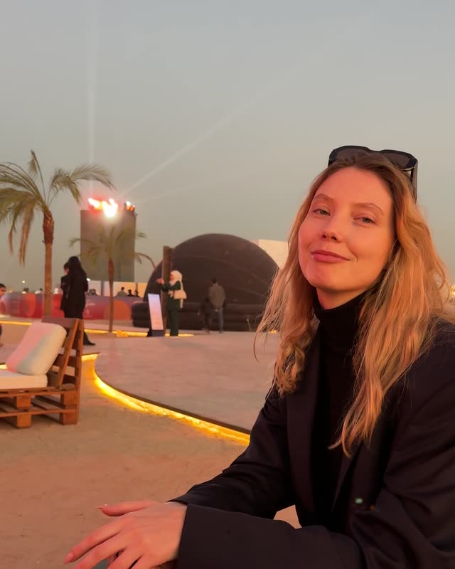 Anna Elef, at a desert camp
